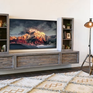 Gray Floating TV Stand Modern Wall Mount Entertainment Center - ECO GEO Lakewood