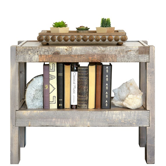 Gray Rustic Reclaimed Barn Wood Style Nightstand End Table Etsy