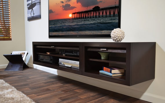 Modern Floating TV Stand Entertainment Center Console - ECO GEO - Espresso