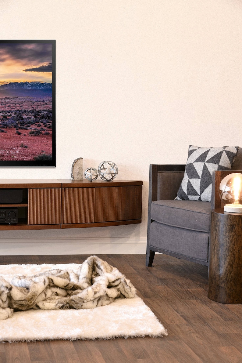 Floating TV Stand Mid Century Modern Entertainment Center Etsy