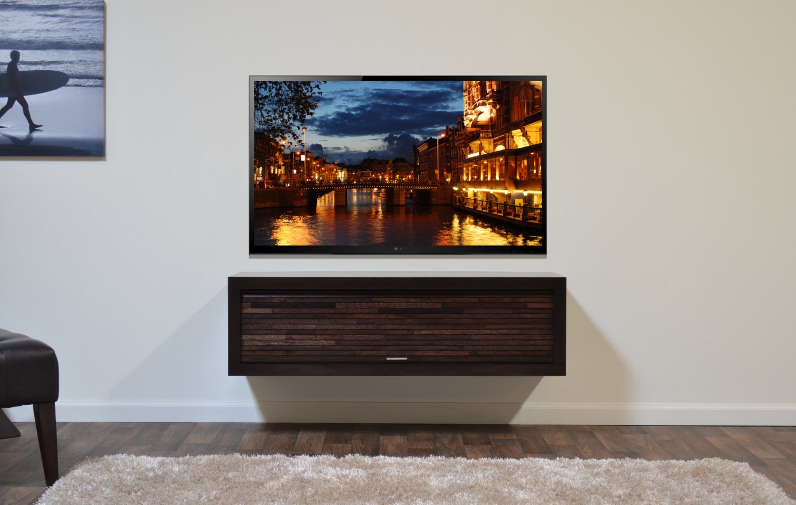 Wall Mounted Hanging TV Stand ECO GEO Espresso Etsy