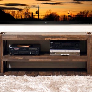 Rustic Wood TV Stand Entertainment Center Console presEARTH Spice image 3