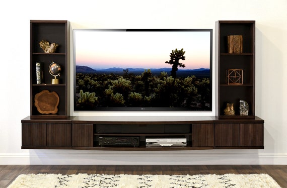 Floating Tv Stand Wall Mount Entertainment Center Curve 5 Etsy