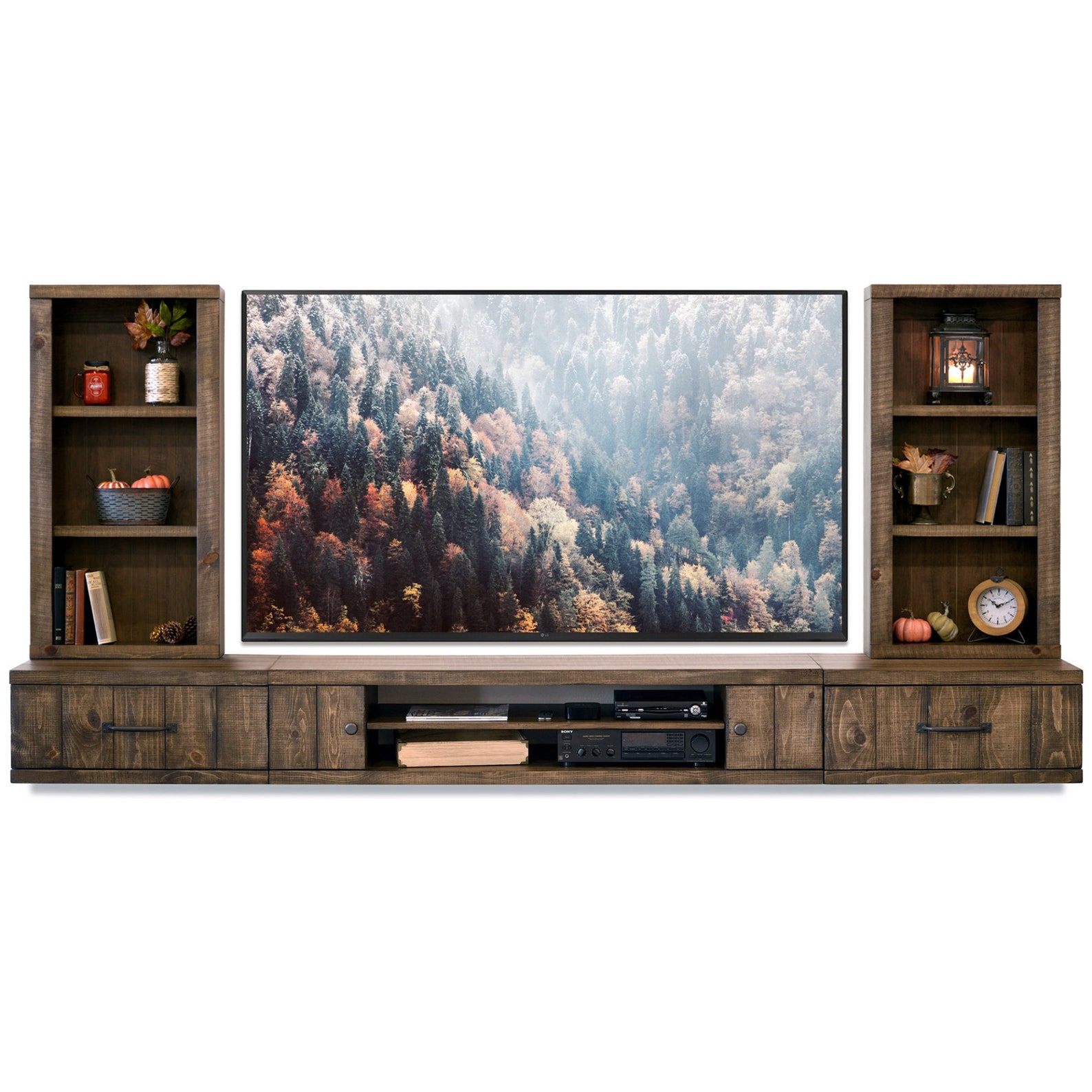 Rustic Wood Farmhouse Floating TV Stand Entertainment Center Etsy