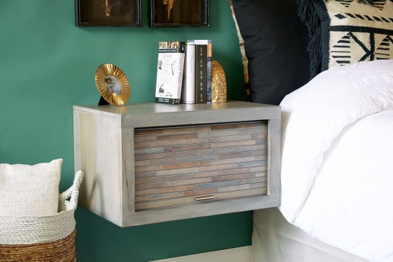Modern Gray Floating Nightstand Wall Mount - ECO GEO - Lakewood