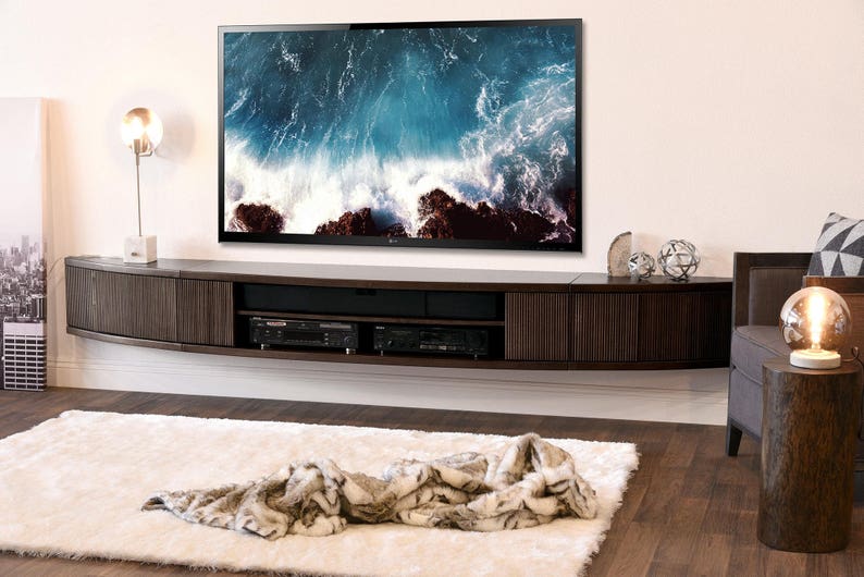 Curved and Floating Wall Built In TV Stand