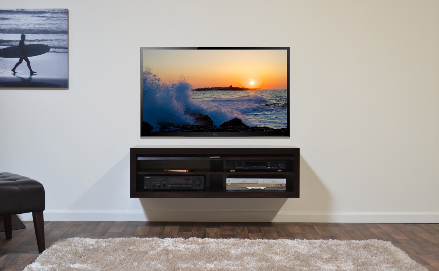 Wall Mounted Hanging TV Stand ECO GEO Espresso Etsy