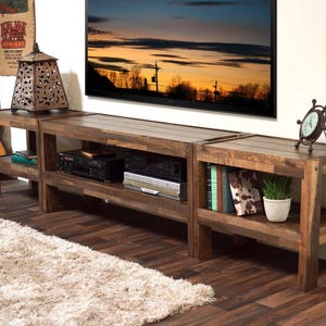 Rustic Wood TV Stand Entertainment Center Console presEARTH Spice image 2