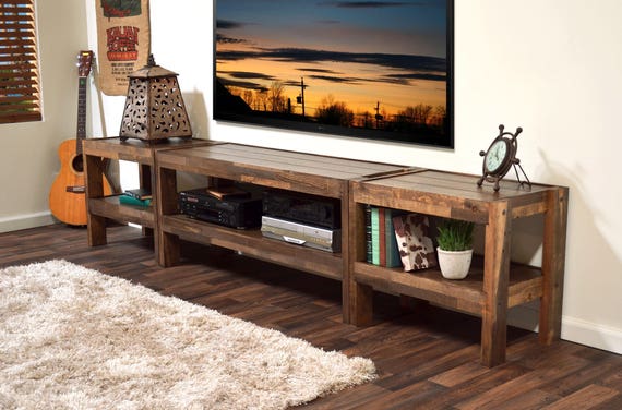 Rustic Wood TV Stand Entertainment Center Console Presearth Spice