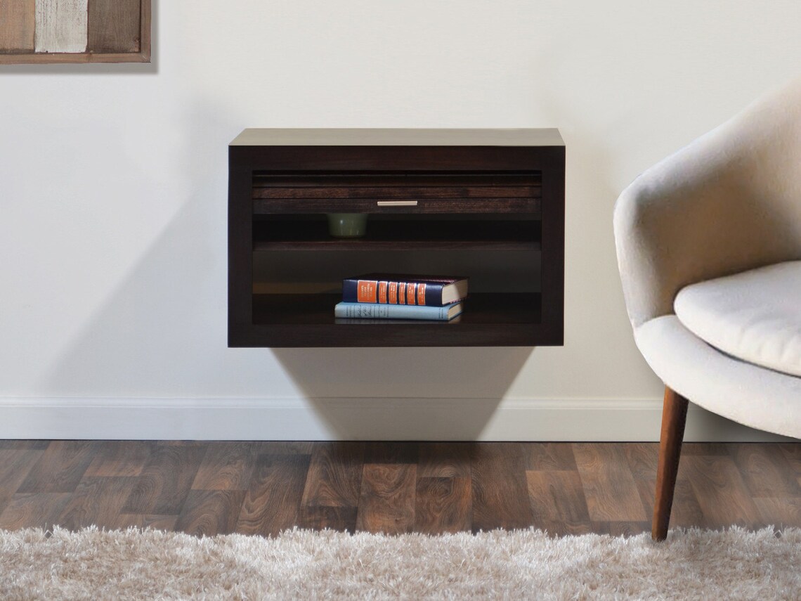 Wall Mount Floating End Table Nightstand ECO GEO Espresso Etsy
