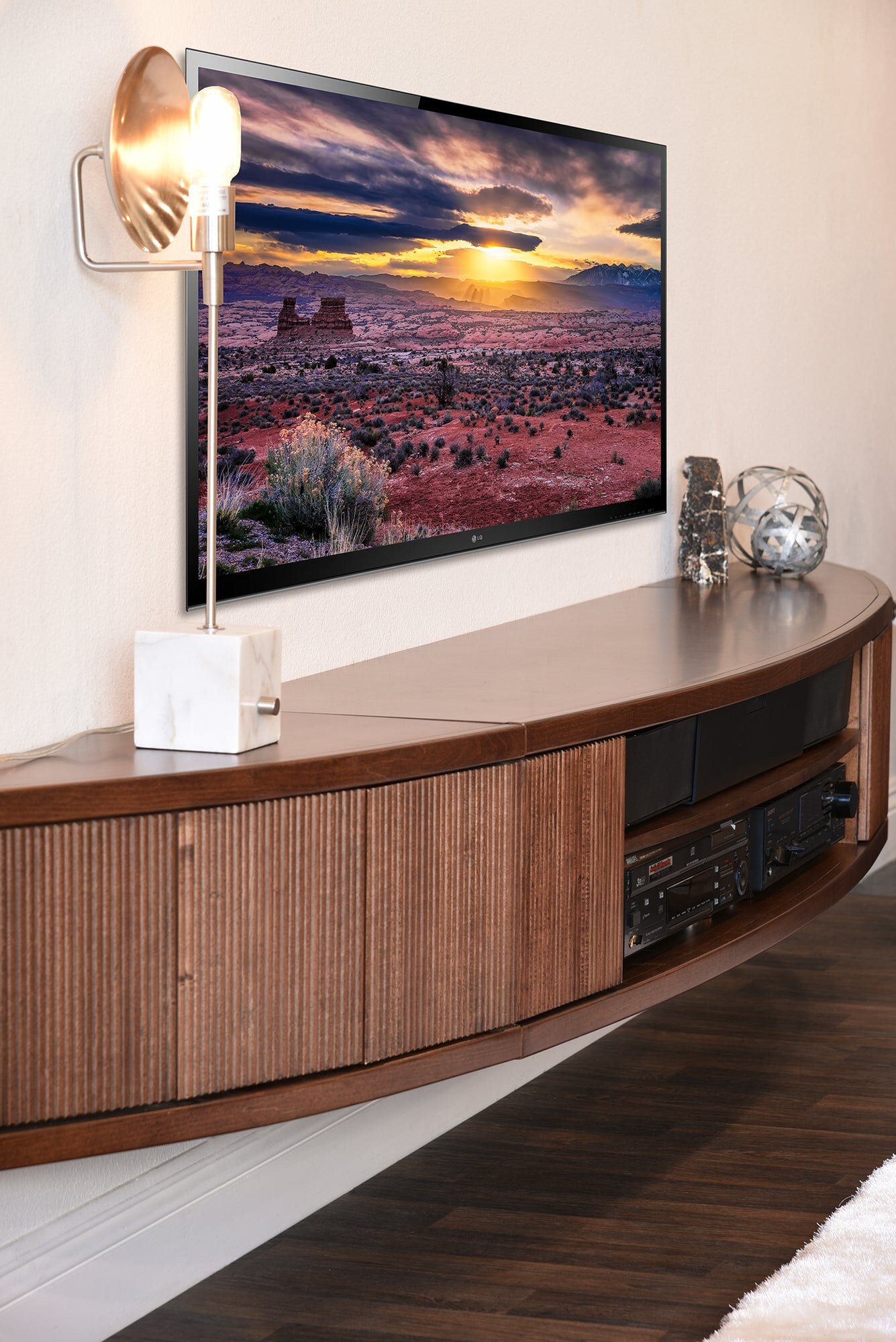 floating tv stand for corner