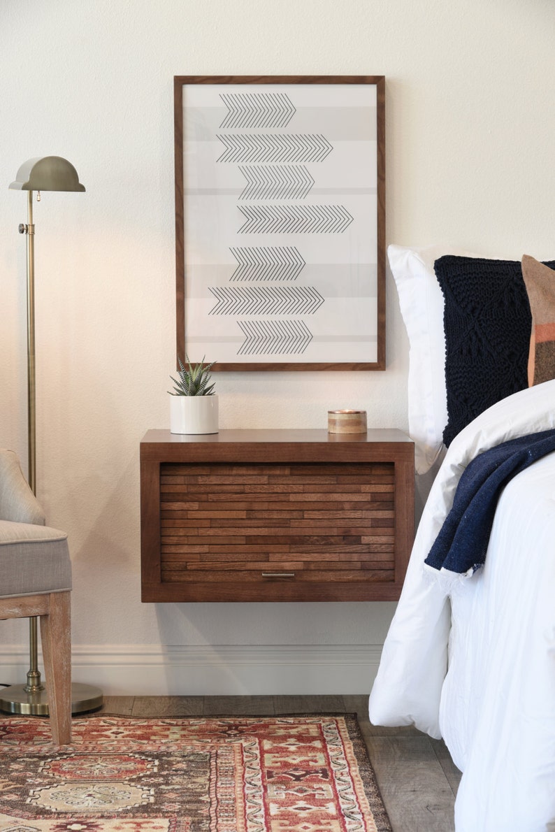 Modern Hanging Floating Wall Mount Nightstand Hidden Storage Etsy