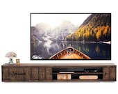 Rustic Barn Wood Style Floating TV Stand Wall Mount Entertainment Center - Farmhouse - Spice
