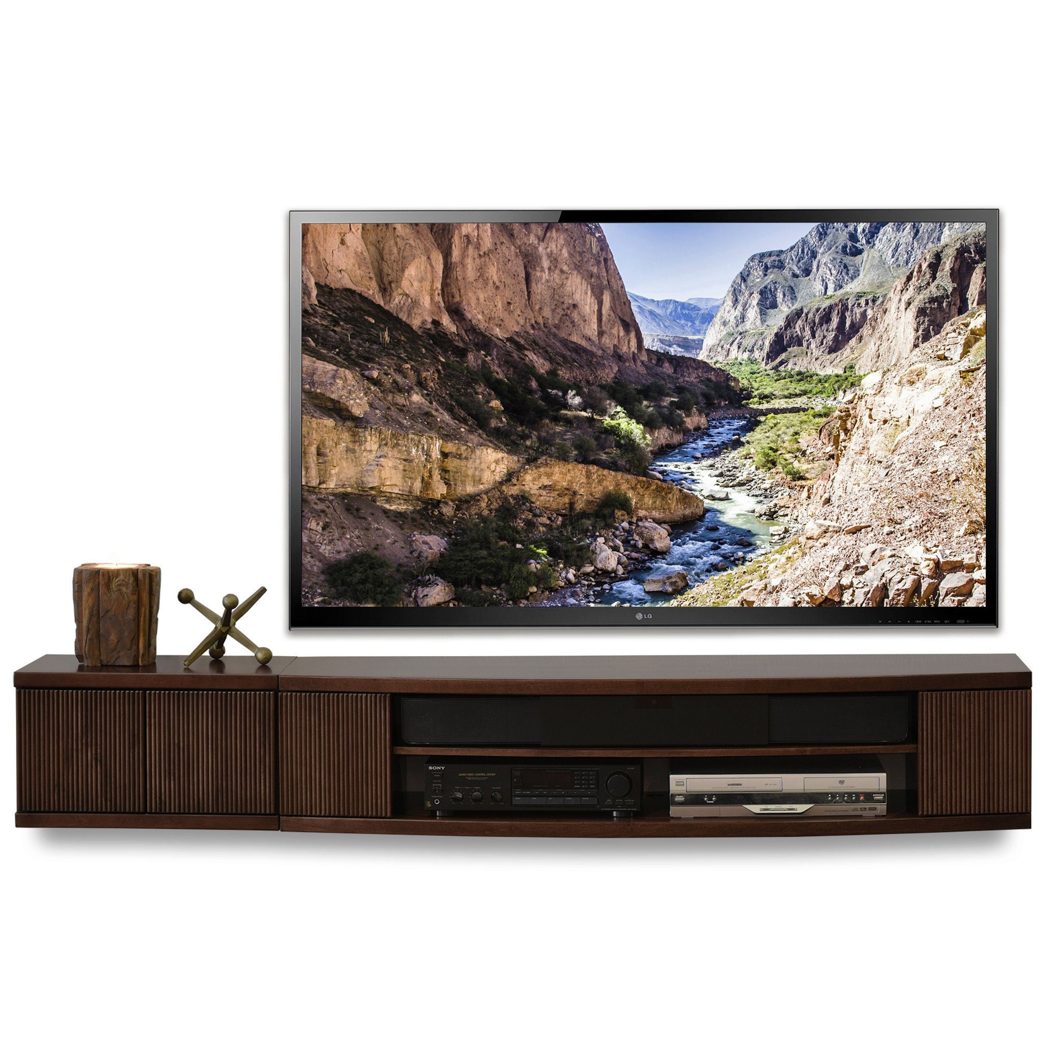 Wall Mount Floating Entertainment Center TV Stand Arc Espresso
