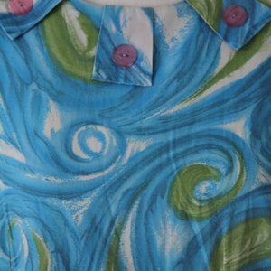 1960's Cotton Day Dress or Shift Dress in Paisley Print image 5