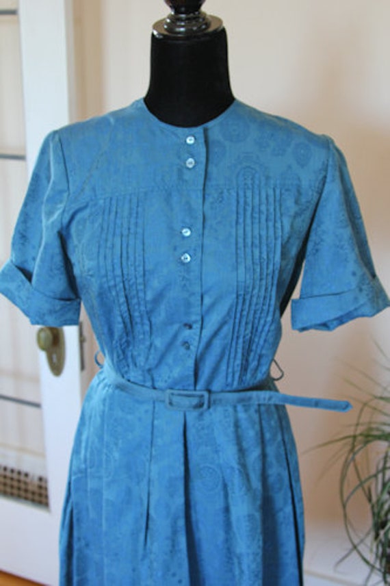 50's Vintage Coquette Shirt Waist Day Dress in te… - image 8