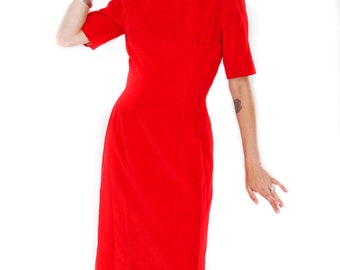 christmas wiggle dress Red Pin up Wiggle Dress Pencil Christmas Dress 1950s Velvet Rockabilly Long Sleeved off the Shoulder Vintage Glamour Marilyn Monroe