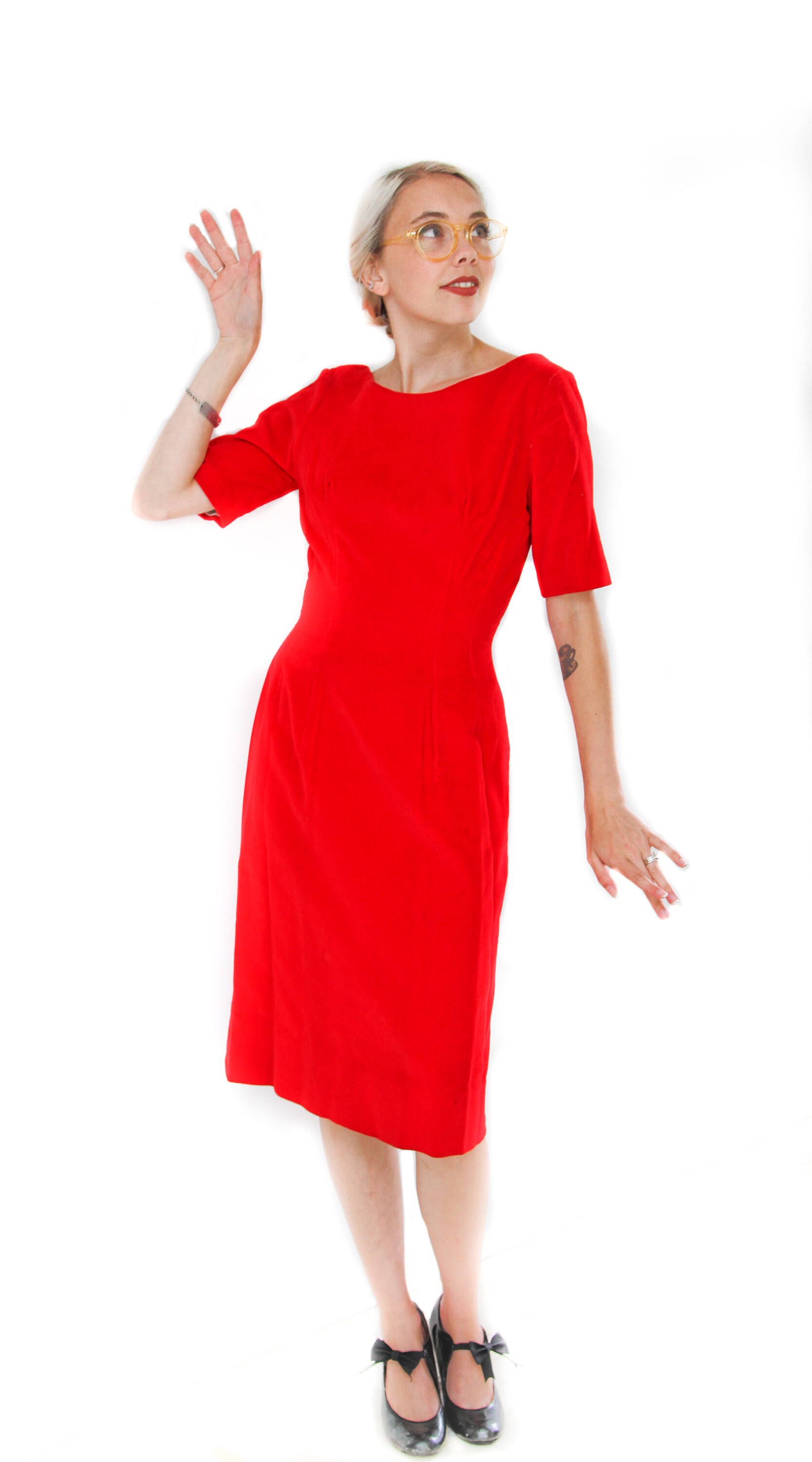 Red Pencil Dress 1950 - Etsy
