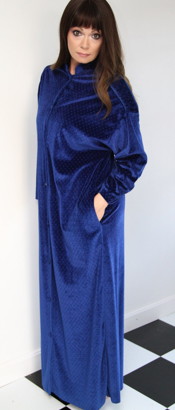 Mid Century Full Length Bathrobe in Royal Blue by… - image 7