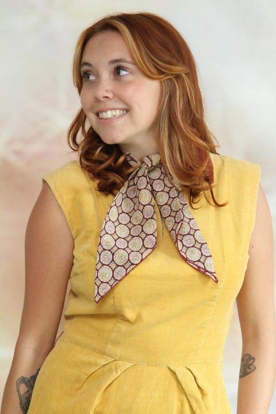 XS 1960s Animal Print Corduroy Dress