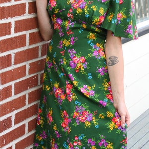 1970s Iconic Empire Waist Bell Sleeve A Line Maxi Dress in Floral