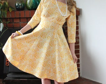 1960's Empire Waist Polyester Dress with Raglan Sleeves