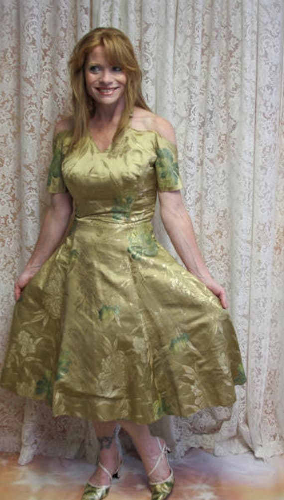 Rare 1950's Brocade Party Cocktail  Dress