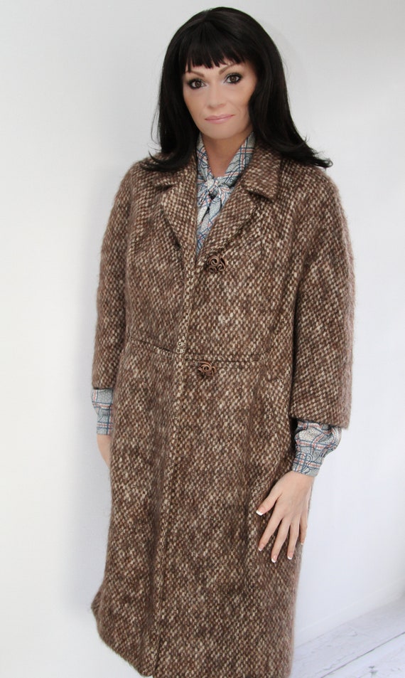 1960s Lilli Ann Swing Coat in Brown Tweed in Size… - image 2