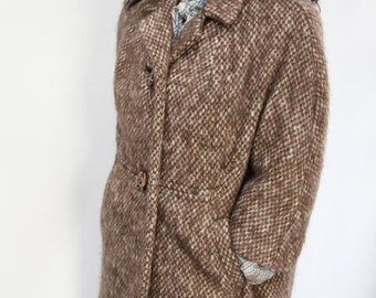 1960s Lilli Ann Swing Coat in Brown Tweed in Size 8 Forstmann Winter Wool Coat