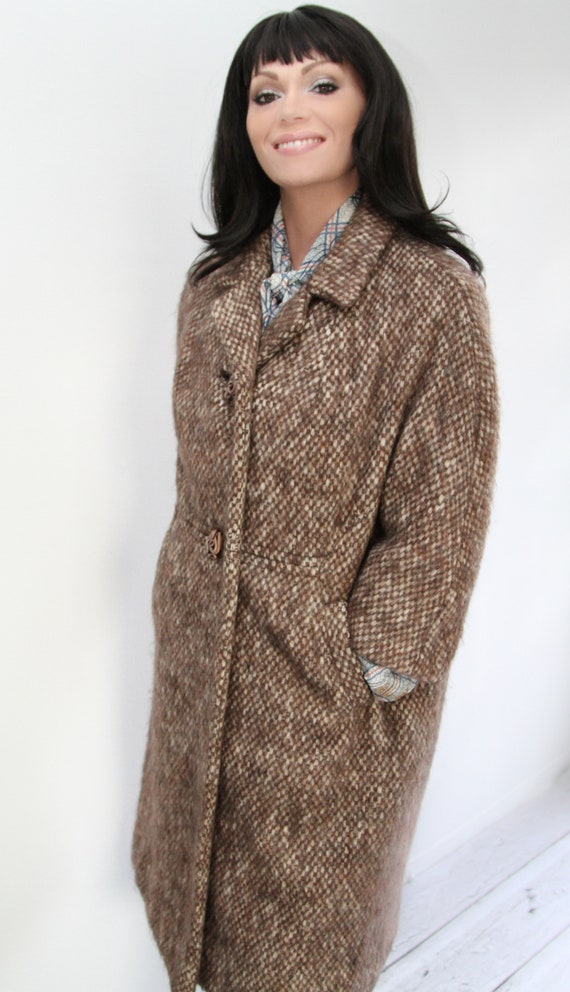 1960s Lilli Ann Swing Coat in Brown Tweed in Size… - image 1