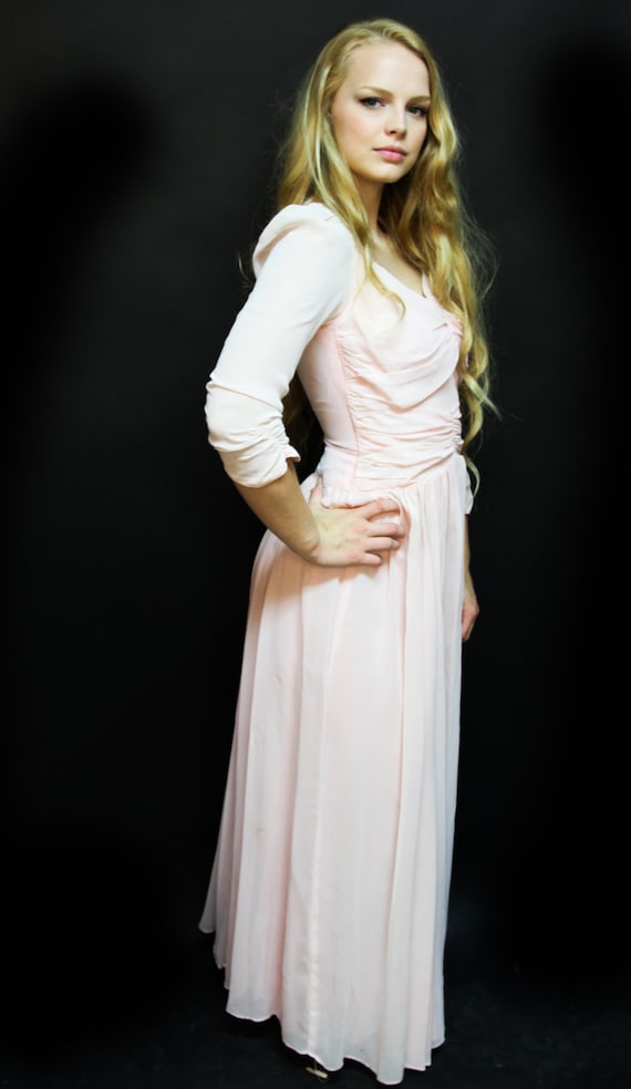 Rare 1930's Pastel Pink Gown with Side Metal Zippe