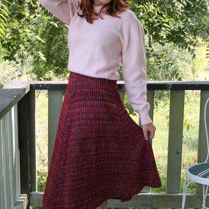 Vintage Hanae Mori Vivid Wool A-Line Skirt, Fully lined with Nylon Side Zipper