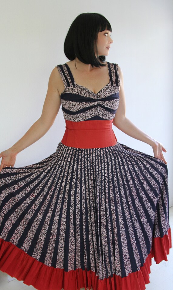 1940's Handmade Maxi Dance Dress with Huge Circle… - image 3