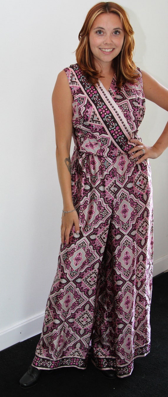 Psychedelic 1970s Palazzo Pant Jumpsuit by Robert… - image 2