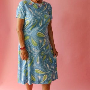 1960's Cotton Day Dress or Shift Dress in Paisley Print image 1