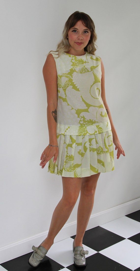 1960's Drop Waist Sleeveless Scooter Dress - hand… - image 3