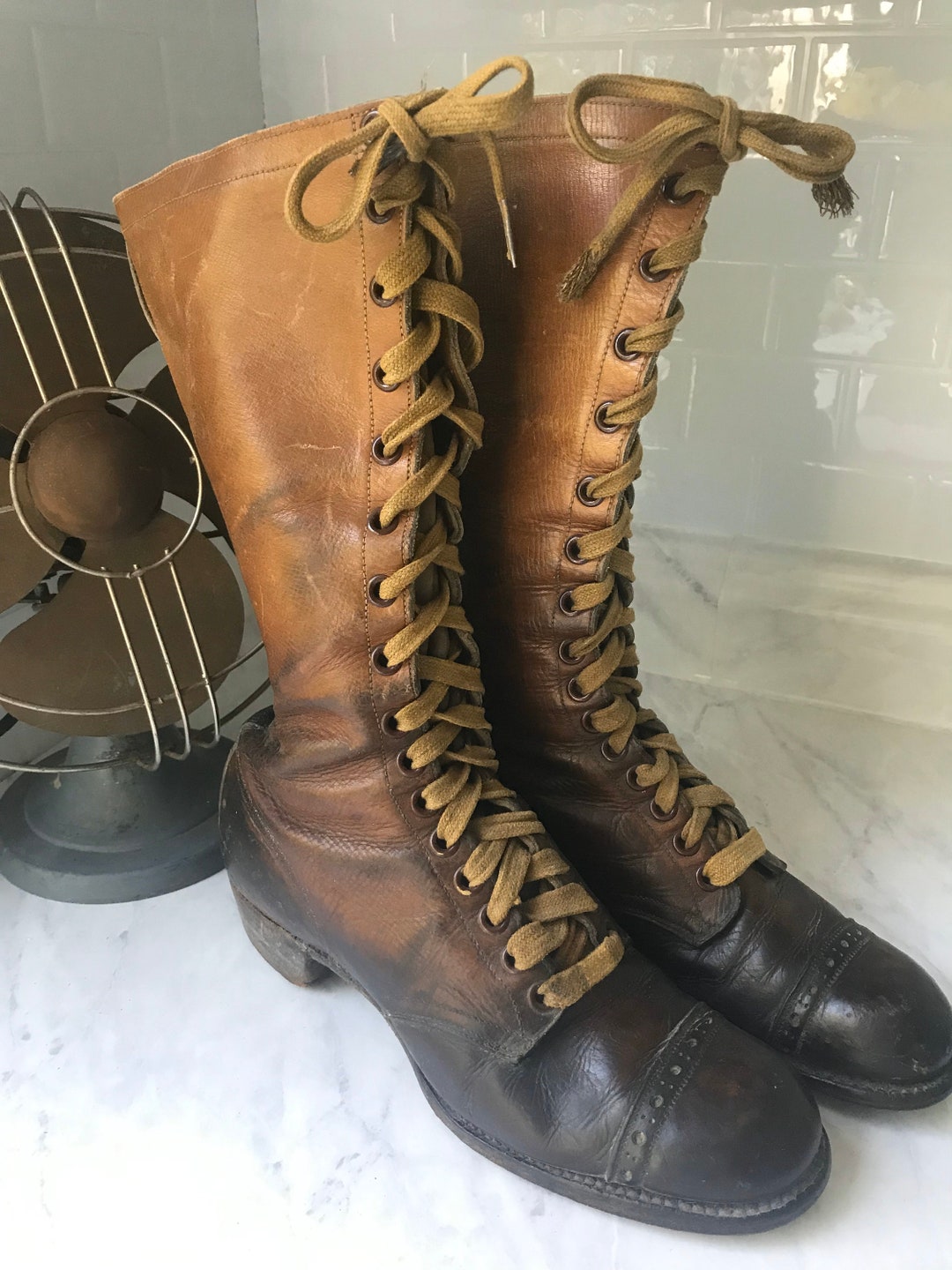 【U LAN】Vintage painted belted mid boots L1385-1 Old Gringo Sugar Skull Klak Biker 8 