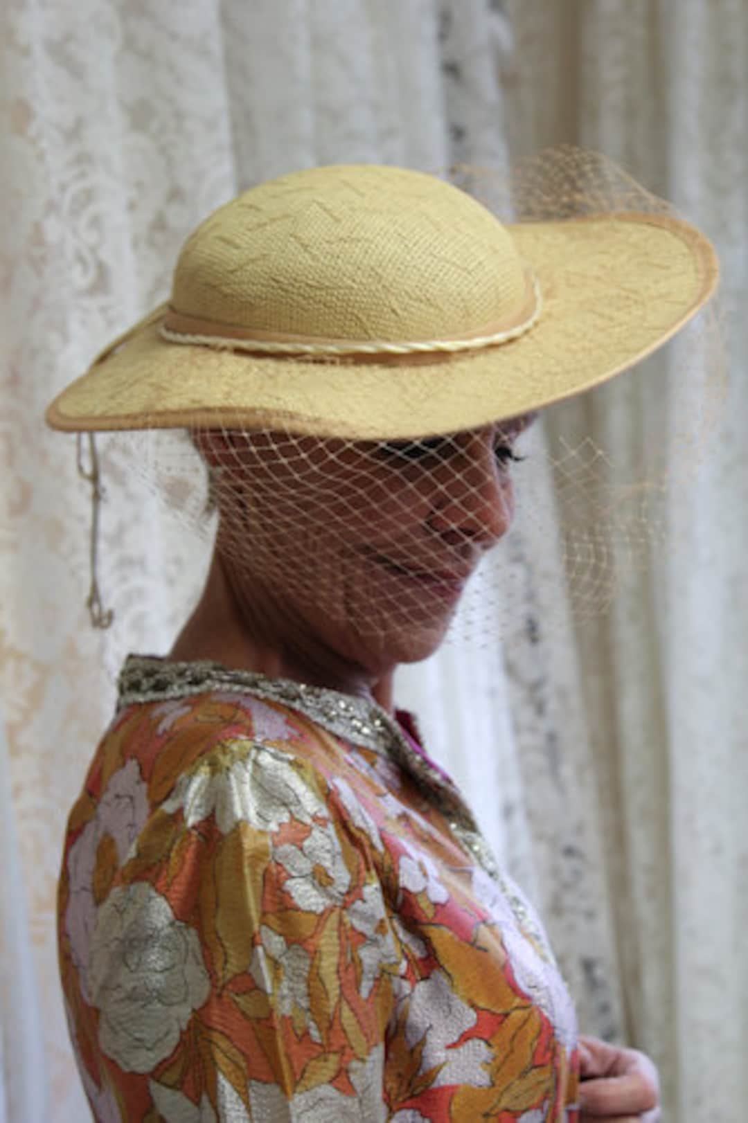 1960s vintage Sonni San Francisco hat Vintage 60s Ecru Straw & Lace Pillbox Hat Sonni San  main image 4