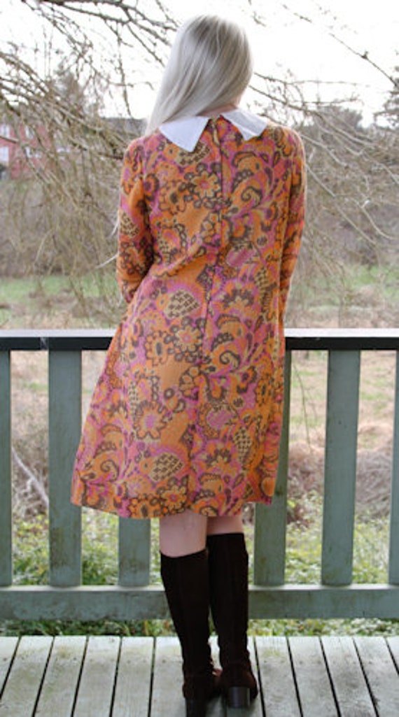 1960s Alden's Long Sleeve Lined Scooter Dress or … - image 4