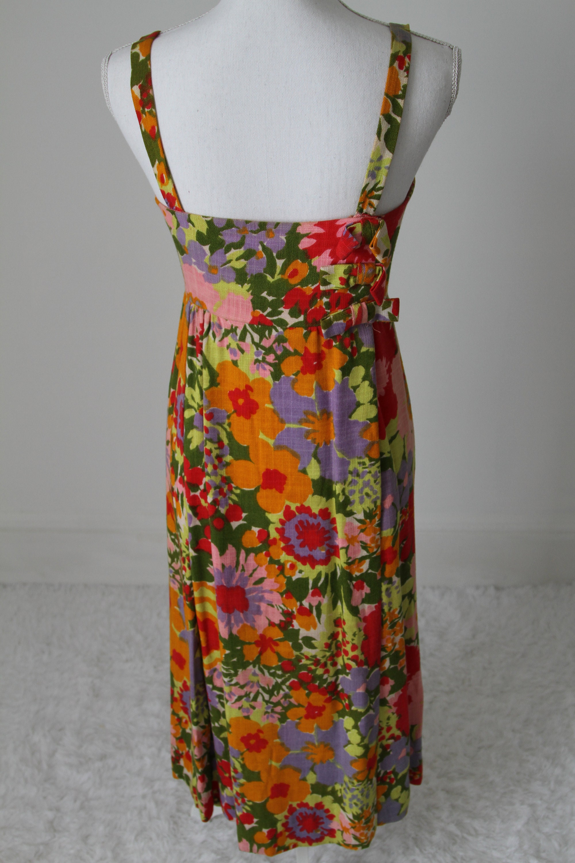 Vintage 70's Heavy Linen Full Length Sun Dress Detailed | Etsy