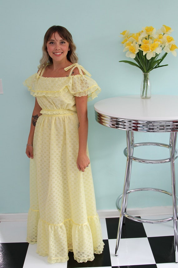 chinese dress ladies The Connection Yellow Eyelet Maxi Dress  Shop the Mint