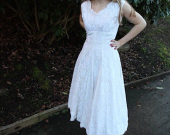 1950's White Lace Cocktail Dress or Bridesmaid Dress