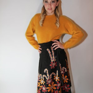 70's Vintage Greece Wrap Skirt, Embroidered and Topstitched image 3