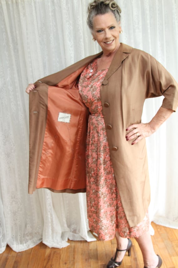 1950 s Mary Lane Long Duster Coat in Copper Color