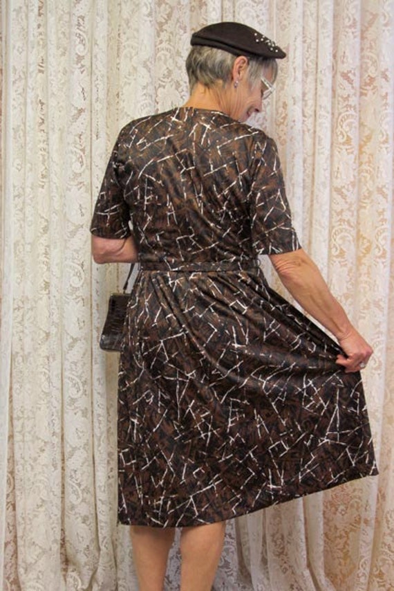 1950's Belted Jersey Secretary Dress by Kay Whitn… - image 3