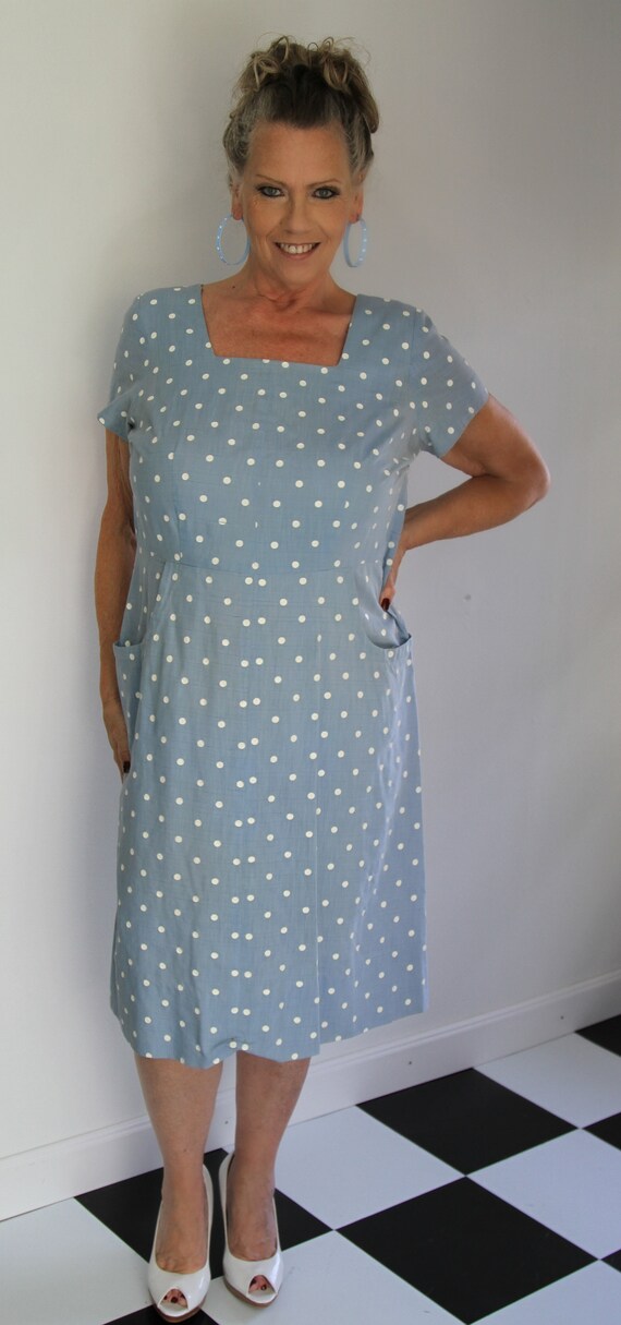 1960's Handmade Polka Dot Shift Day Dress