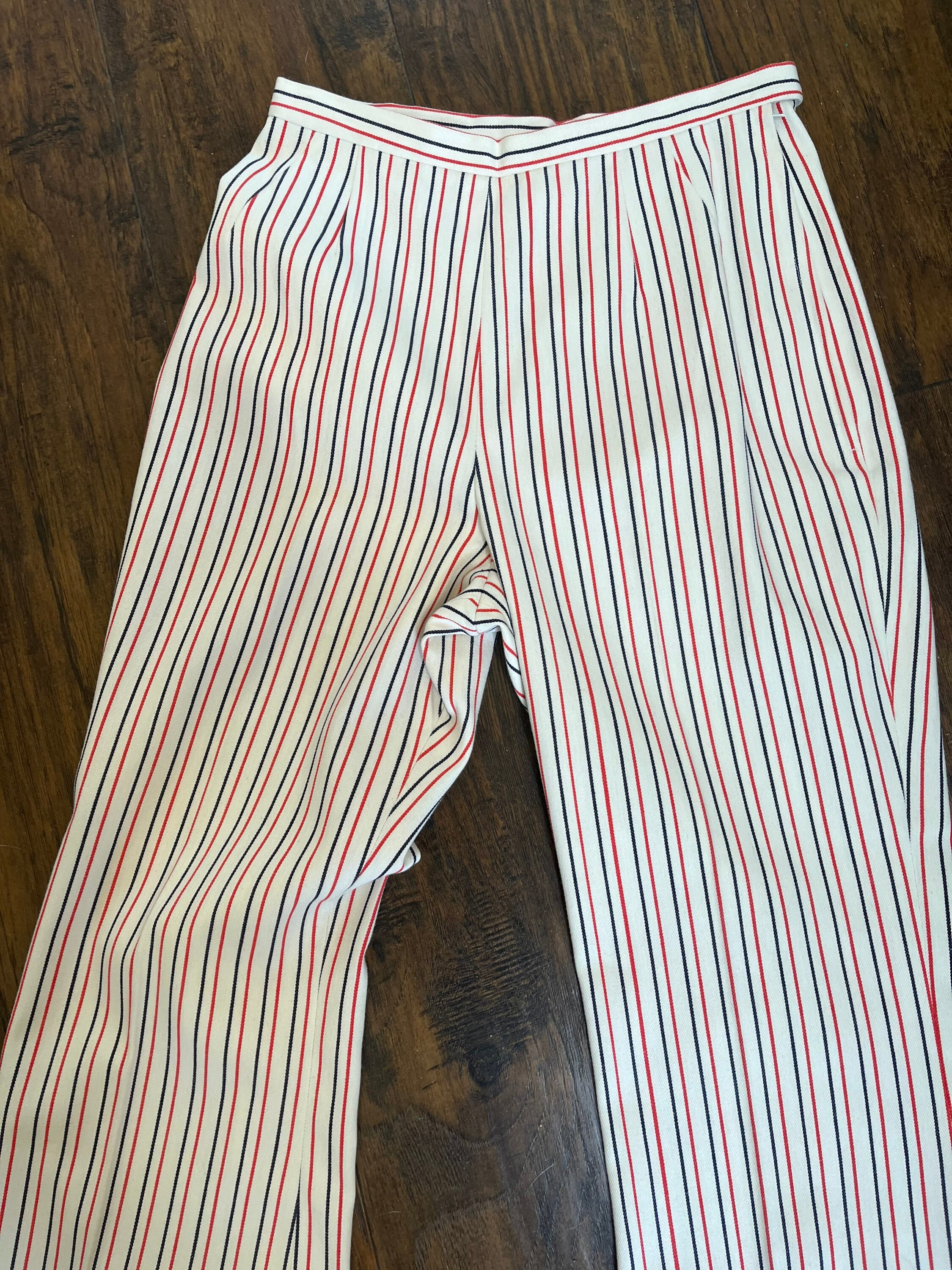 【60's】 vintage Stripe design trousers 60s/70s Mod Striped Pants | wildfirevintage