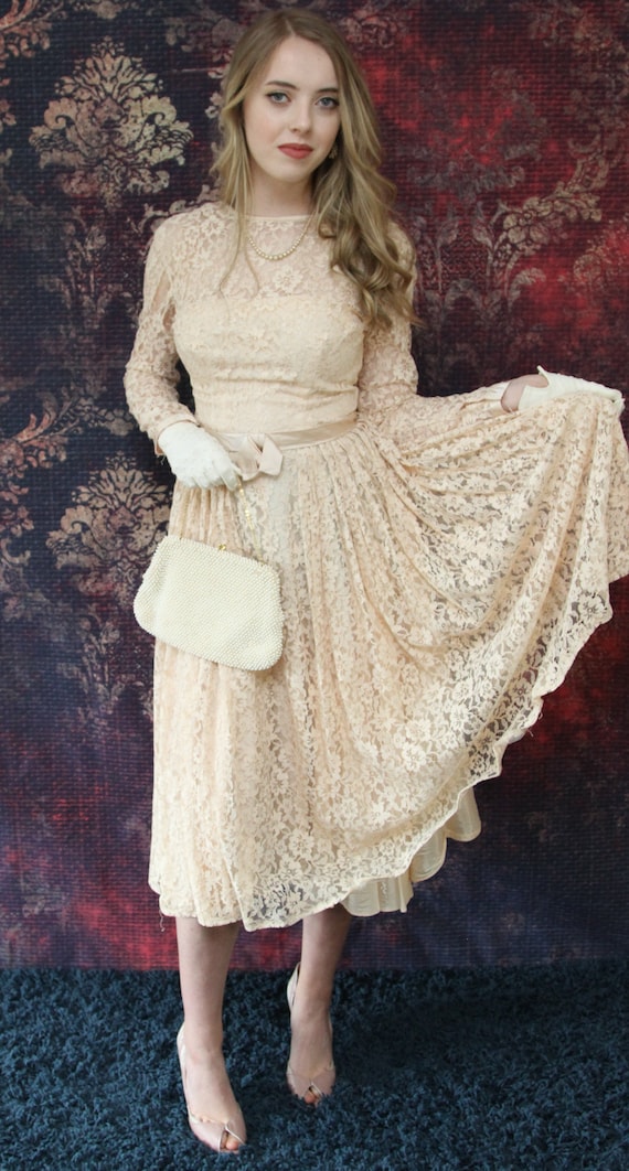 chinese dress ladies Ivonne D 220D23S - Novelty Lace Formal Short Dress 4 / Beige/Multi