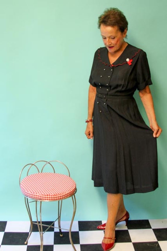 1950's Belted Hand Made Secretary Dress or Day Dre