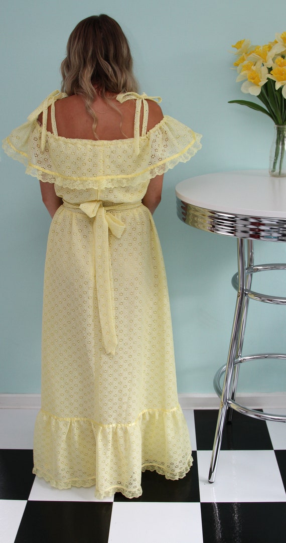 1970's Handmade Eyelet Maxi Dress with Ruffles - image 9